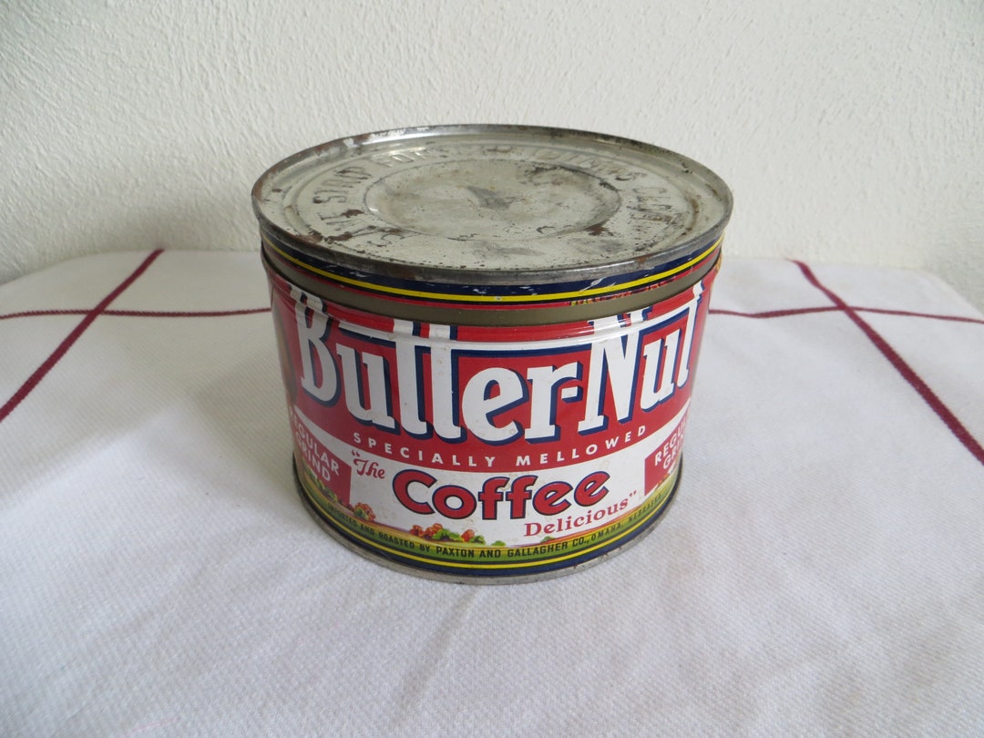 Vintage Coffee Tin Can Butternut Coffee Canister Omaha NE Art Etsy