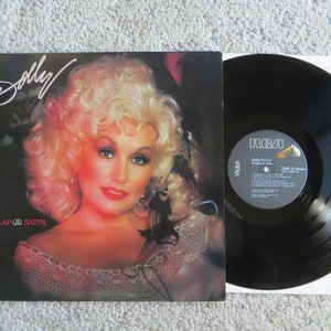 1983 Record Album LP Vinyl Dolly Parton Burlap and Satin Recorded Audio Vinyl Record h383