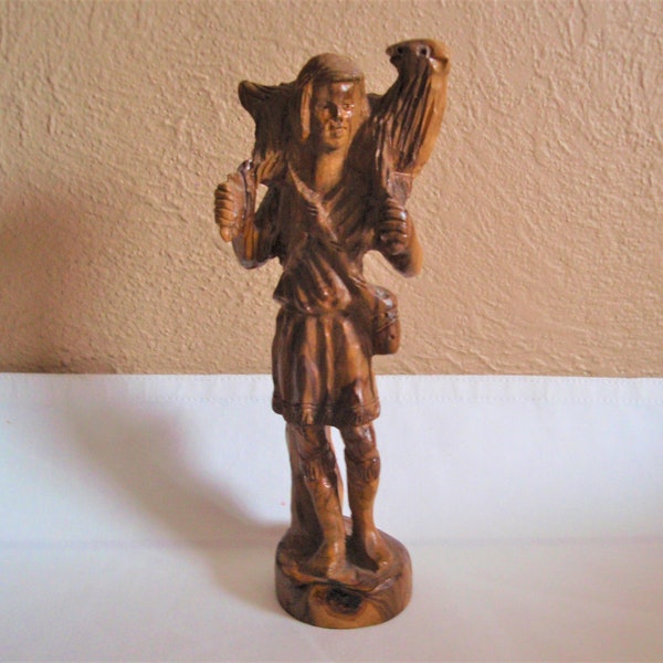 Vintage Olive Wood Figurine Jesus as Boy with Sheep Hand Carved Spirituality Church Religious Home and Decor. MD d932