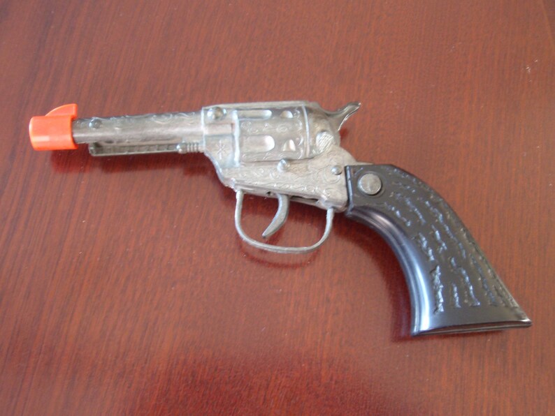 Childs Toy Metal Cap Gun Indian Chief Insignia on the Black Etsy