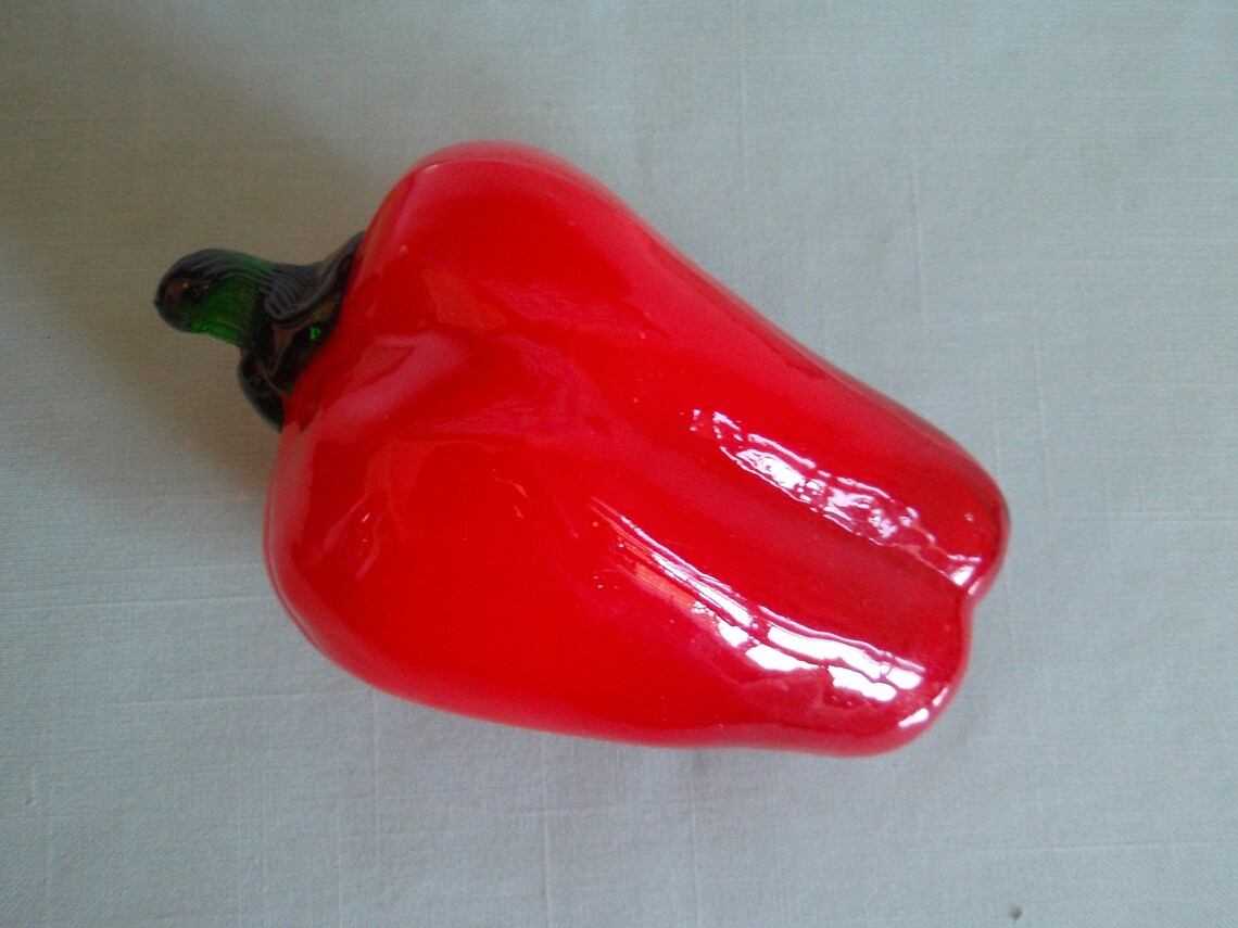 Red Murano Glass Bell Pepper Kitchen Centerpiece Art and Etsy