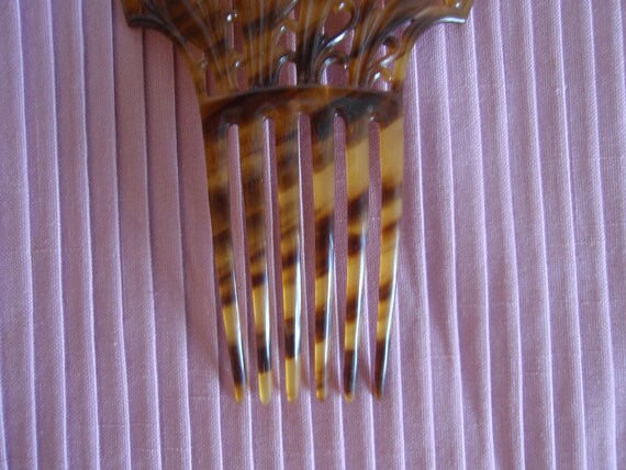 Vintage Hair Comb Faux Tortoise Celluloid Mantill… - image 5