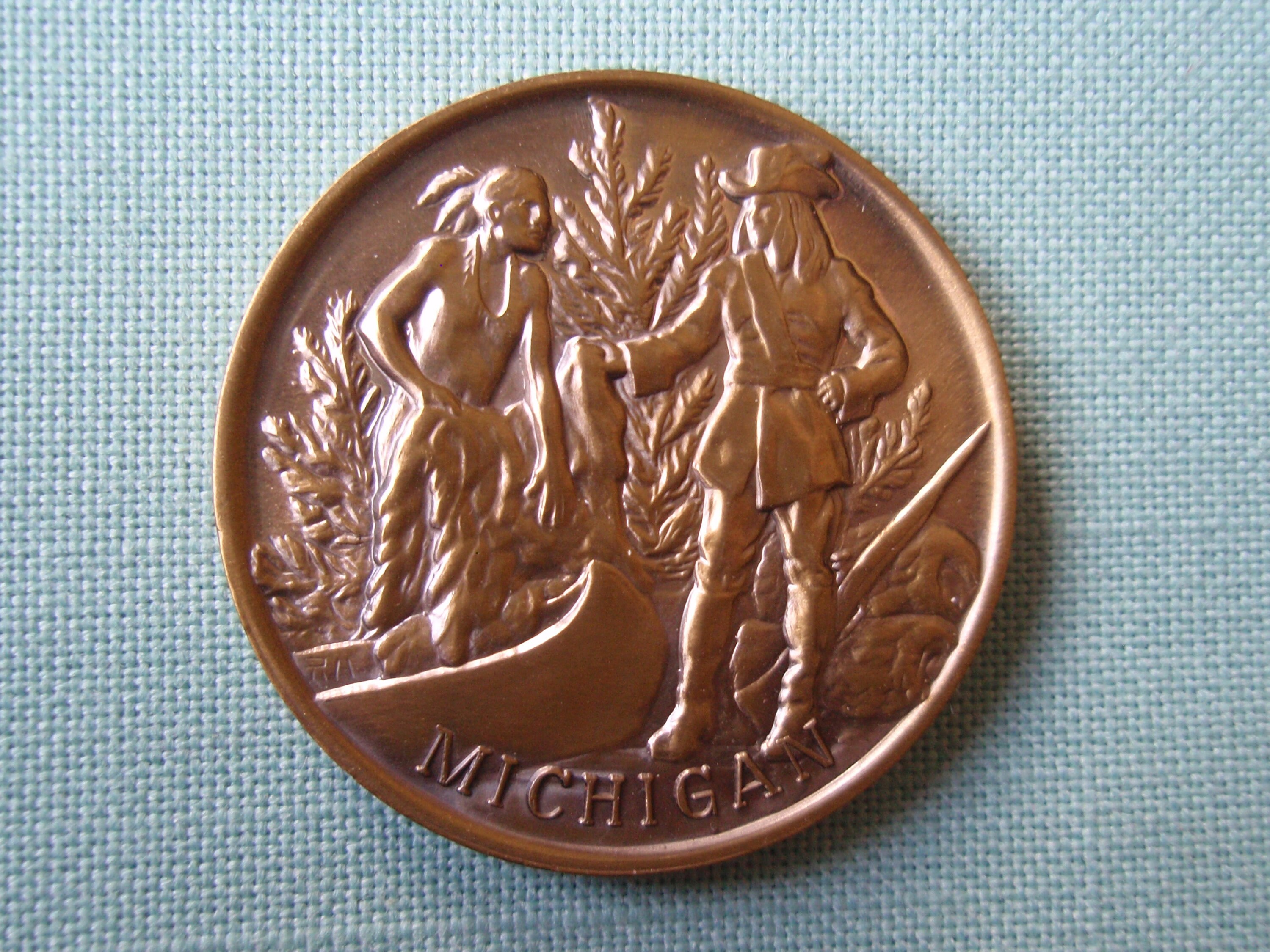 1776 to 1976 Brass Medallion US Bicentenial Official Michigan Medallion 1 12 Inch Medal Memorabilia Souvenir Events f1780