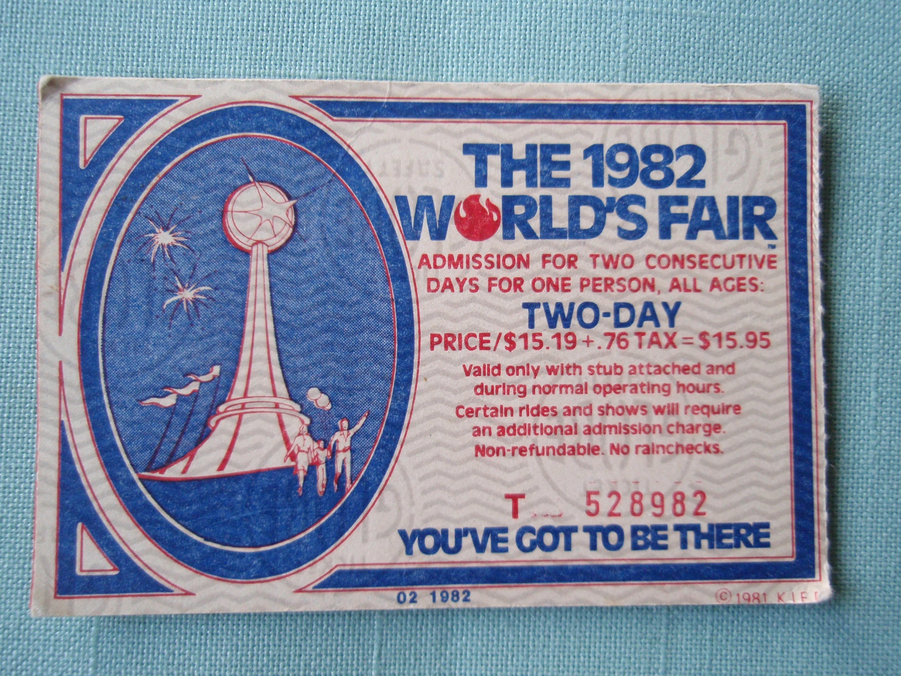 Three 1982 Worlds Fair Ticket Stubs Knoxville Tennessee One Etsy