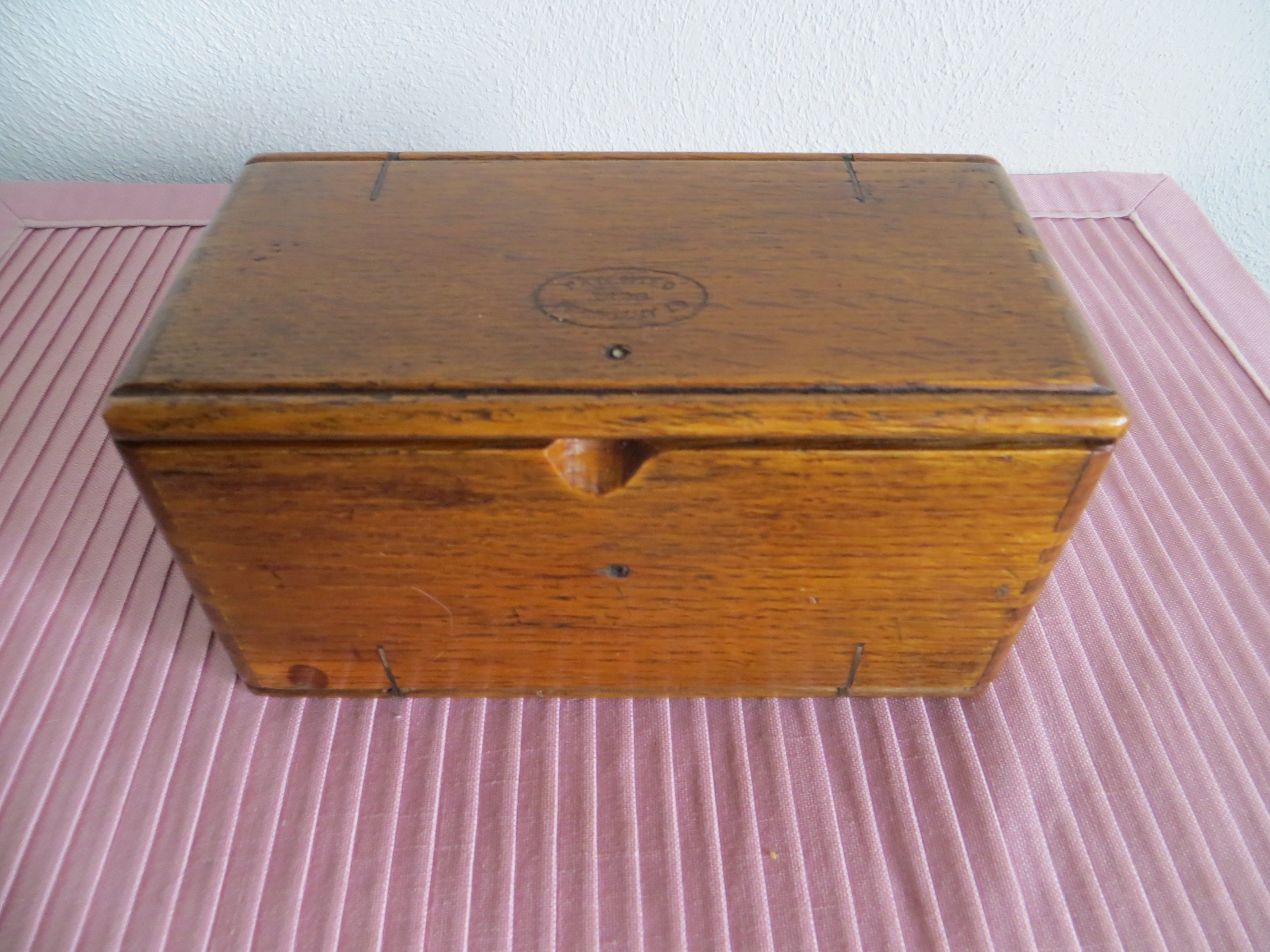 Antique Singer Oak Wood Dovetailed Folding Puzzle Box Patented