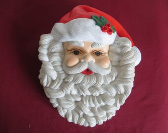 Vintage 1995 Blow Mold Santa Claus Face Head Motion Detection Plays Christmas Songs Wall Hanging Christsmas Decor  h185