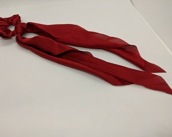 Satin Ponytail Scarf Bow Hair Rope Ties Scrunchies Ribbon Band Red