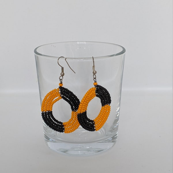 Handmade Beads Colorful Earrings | Orange and Black Earrings | Purple Beads Earrings | White & Blue Girls Earrings | Beaded  Maasai Earring