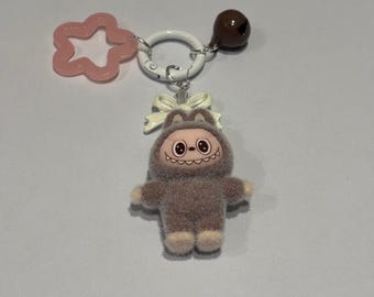 Llavero pequeño marrón LU-BU-BU para bolso, coche, llavero colgante