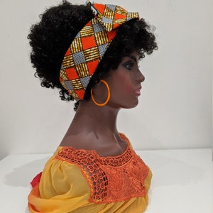 Hand made African print Cotton Headband Hair Wrap Scarf | African Print Head Wraps Extra Long | Necktie for Women Soft Polyester Material