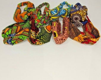 HandMade African Print HeadBand - Women's African Elastic Headbands - Turban Boho Printing Elastic Headband - Yoga Sports Hair Accessories