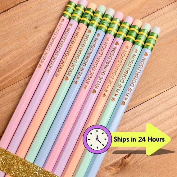 Personalized #2 Ticonderoga Pencils – Custom teacher pencils, engraved pastel pencils, student name pencils, back to school & left-handed