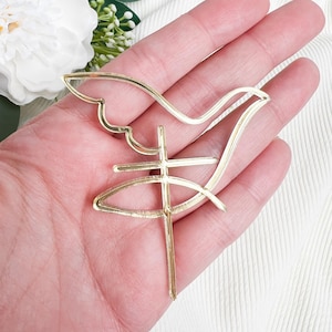 Acrylic Cross Topper with Dove – Minimalist Cake Charm, Gold or Custom Colors for Baptism, Christening, or First Communion Cupcakes or Gifts