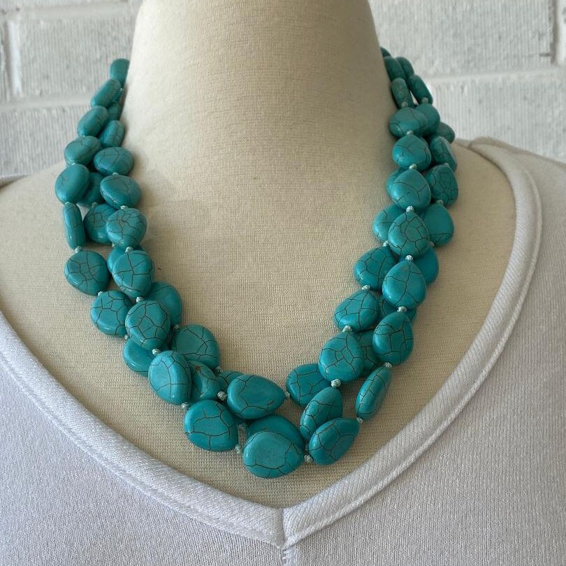 Large Slab Turquoise Necklace - Ruby Lane