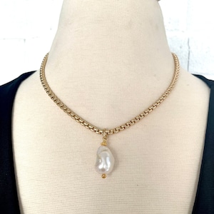 Genuine freshwater baroque pearl, Baroque pearl necklace, Large freshwater pearl pendant
