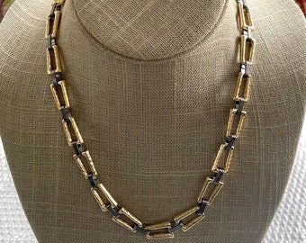 Mixed Metal Chunky Chain Statement Necklace, Bicolor Jewelry