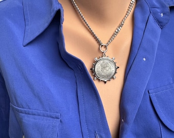 Queen Elizabeth necklace, silver coin necklace