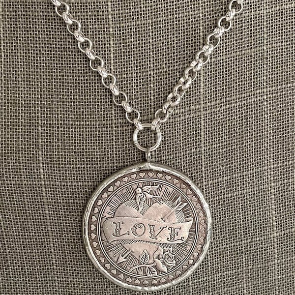 Collar de monedas de plata, collar de monedas de plata vintage, collar llamativo