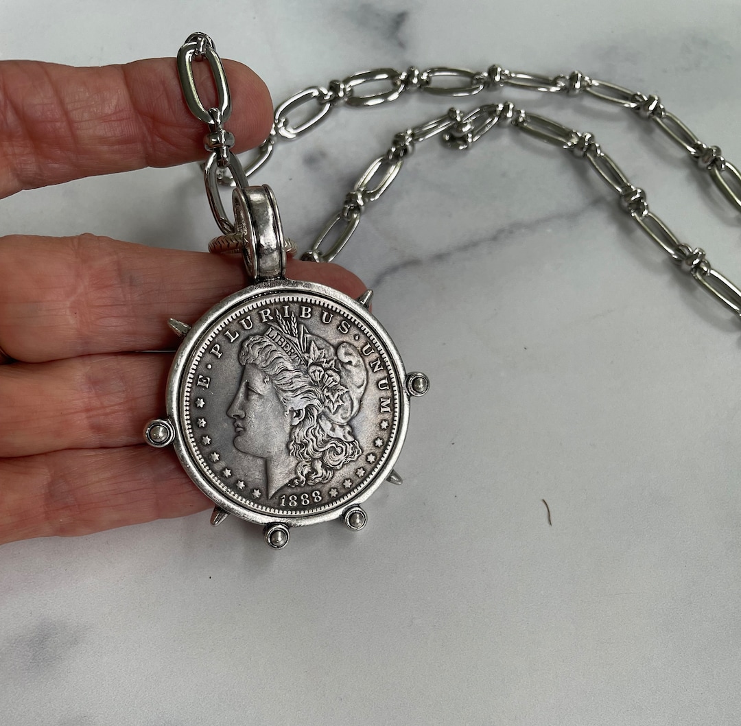Coin Necklace, Silver Dollar Necklace, Vintage Coin Necklace