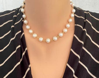 Freshwater pearl necklace, Genuine pearl necklace, Pearl choker
