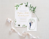 Wedding Invitation Beautiful Romantic Elegant White Floral Personalized Set of 25, 50 or 100 invitations
