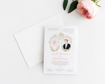 Wedding Invitation Handmade Personalized Illustration Portrait