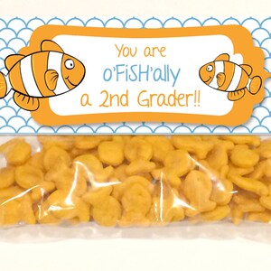 Back to School Goodie Bag/Treat Bag Topper - &quot;You are o-FISH-ally a 2nd Grader&quot; - INSTANT Download - PDF