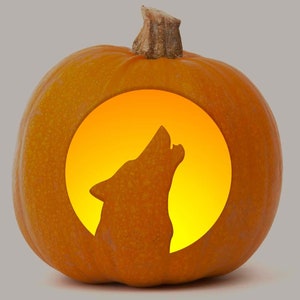 Printable Pumpkin Stencil for Carving - Howling Wolf Silhouette - Fun & Unique Halloween Pumpkin Pattern Template for Wolf Lovers