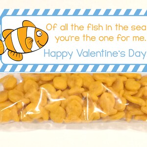 Printable Valentine&#39;s Day Goodie Bag/Treat Bag Topper - &quot;Of all the Fish in the Sea&quot; - INSTANT Download - PDF