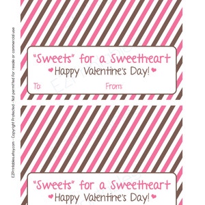 Printable Valentine's Day Goodie Bag/treat Bag Topper - "sweets for a ...