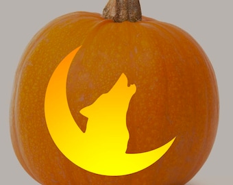 Printable Pumpkin Stencil for Carving Wolf Head Silhouette | Etsy