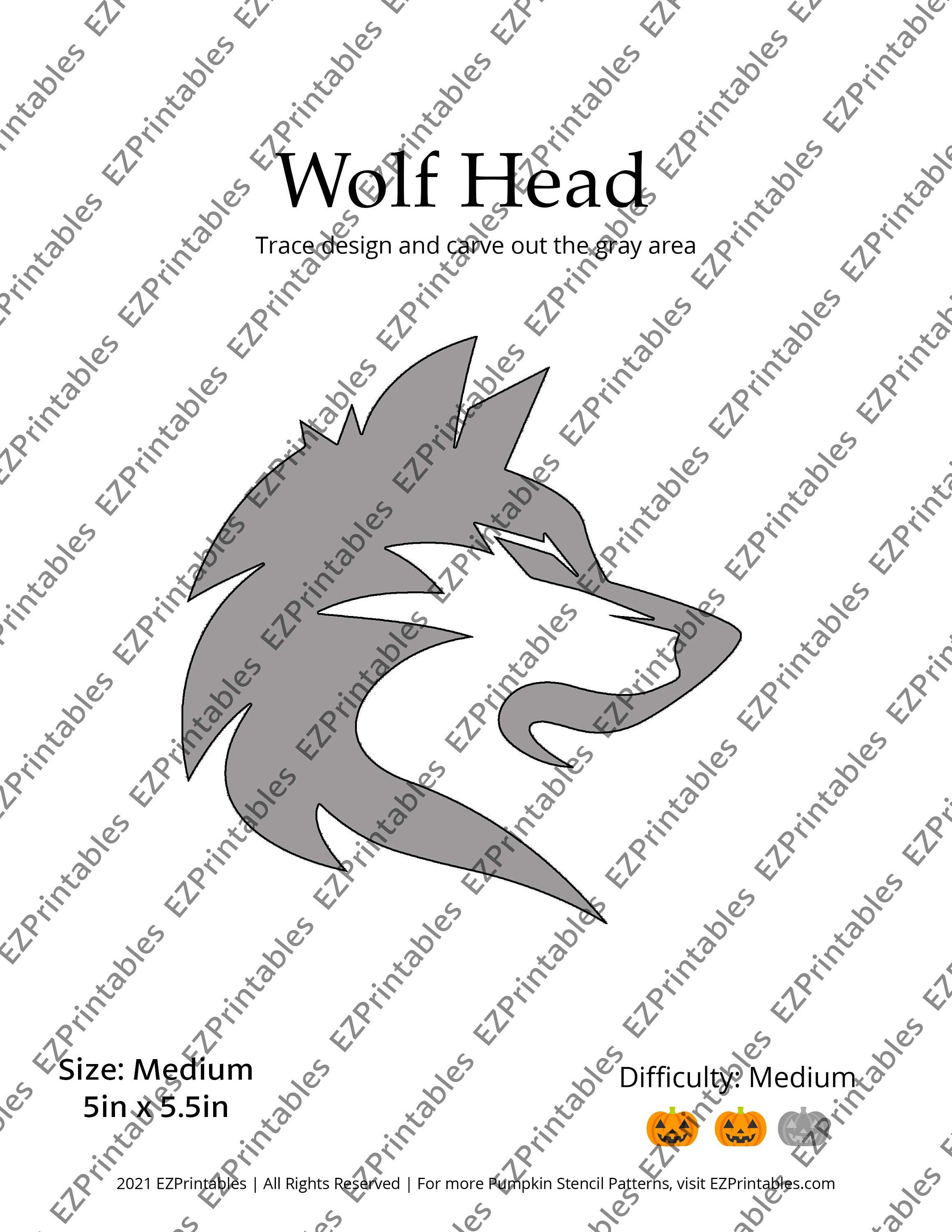Printable Pumpkin Stencil for Carving | Wolf Head Silhouette - EASY ...