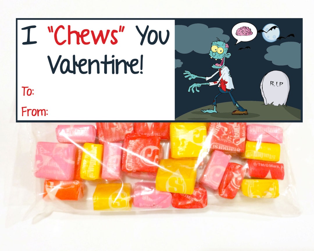 50% off Printable Zombie Valentine's Day Goodie Bag/treat Bag Topper i ...