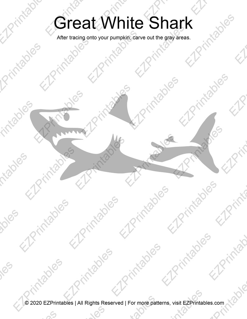 Printable Pumpkin Stencil For Carving Great White SHARK Etsy UK printable-pumpkin-stencil-for-carving-great-white-shark-etsy-uk