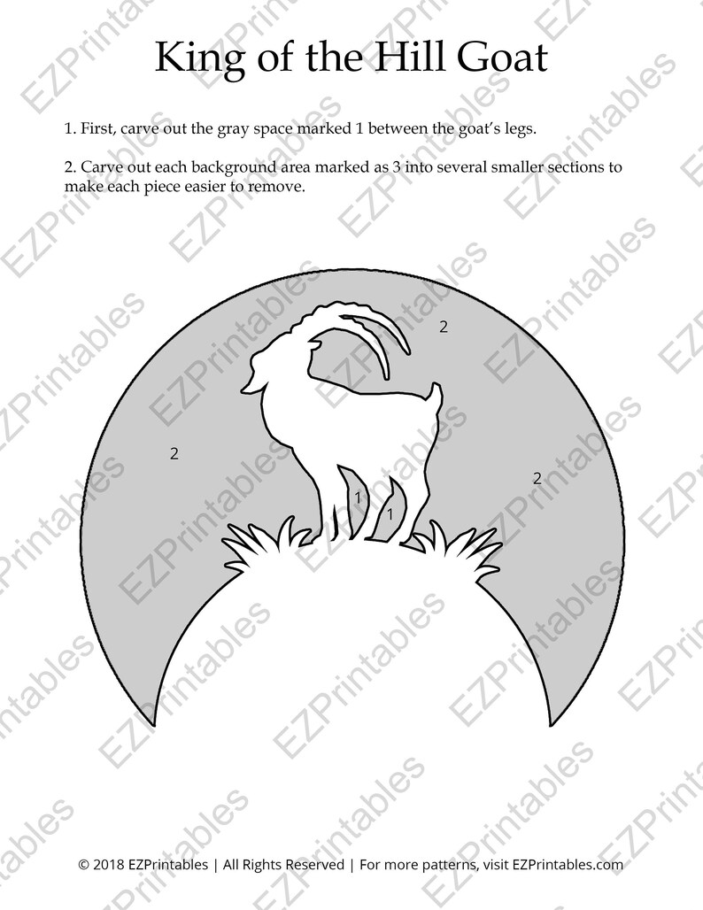 Printable Pumpkin Stencil For Carving Goat King Of The Hill Etsy