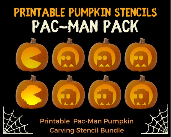 Printable Pumpkin Stencil Pack for Carving Pac-Man BUNDLE