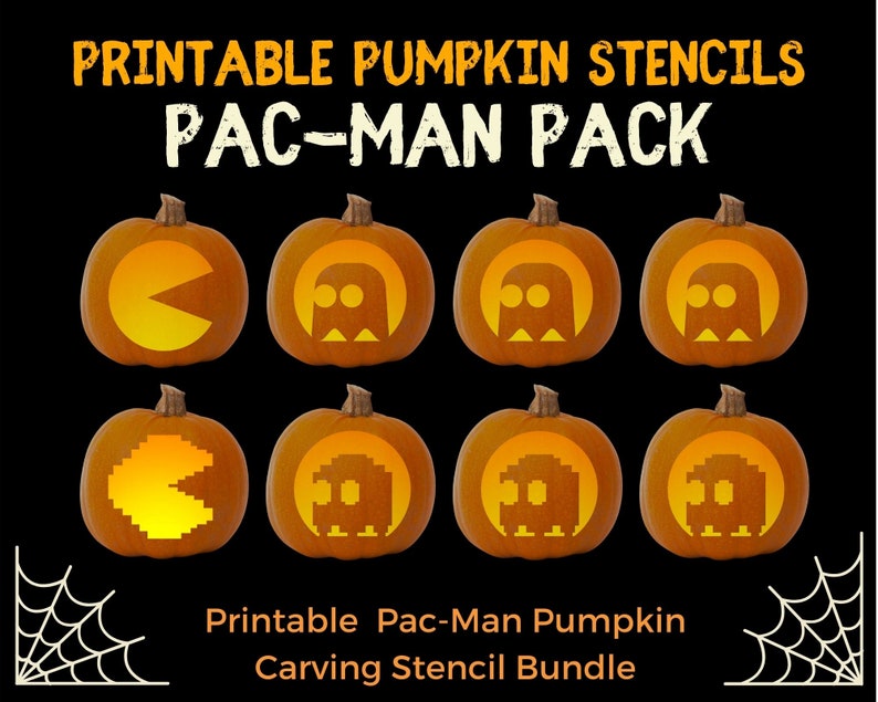 Printable Pumpkin Stencil Pack For Carving Pac Man BUNDLE Etsy Printable Pumpkin Stencil Pack For Carving Pac Man BUNDLE Etsy