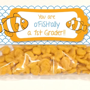Back to School Goodie Bag/Treat Bag Topper - &quot;You are o-FISH-ally a 1st Grader&quot; - INSTANT Download - PDF
