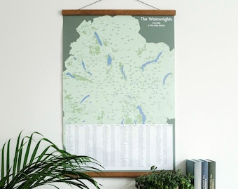 Wainwrights Lake District Map Poster with Tick List