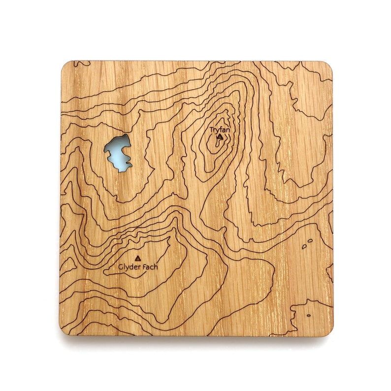 Wales, Snowdonia Coasters: laser etched maps on oak, a gift for walkers, hikers, dads & groomsmen image 7