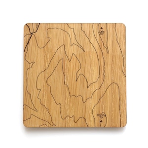 Peak District Coasters: laser etched maps on oak, a gift for walkers, hikers, dads & groomsmen image 7