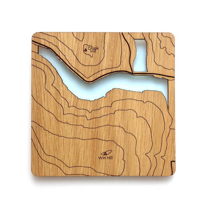 Peak District Coasters: laser etched maps on oak, a gift for walkers, hikers, dads & groomsmen image 8