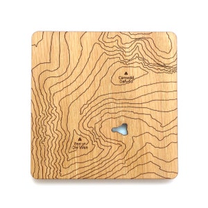 Wales, Snowdonia Coasters: laser etched maps on oak, a gift for walkers, hikers, dads & groomsmen image 8