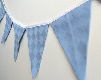 5ft. Blue Checkered Bunting Banner. Boy Party. Gender Reveal.