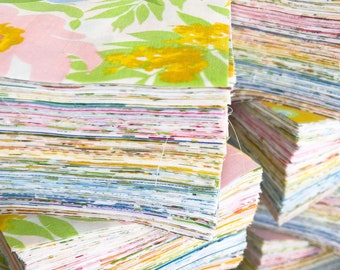 6 Inch. 250 Piece. Vintage Sheet Fabric Squares. Charm Pack. 6x6. Precut Squares. Mismatched . Florals Stripes. Rainbow. ALL DIFFERENT.