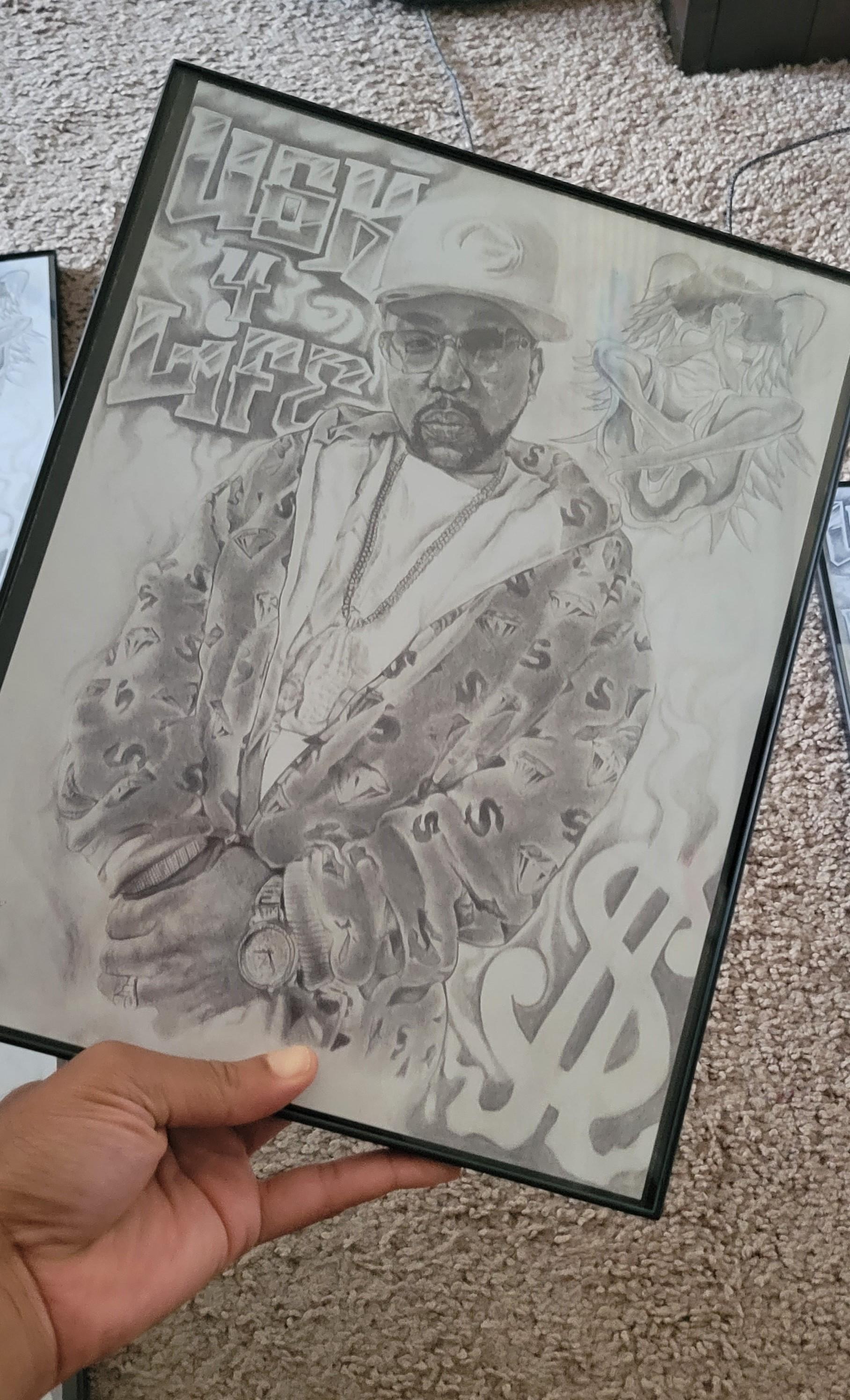 Framed Pimp C Portrait: Houston Rap Legend Pencil Art Print (11x14) - Etsy