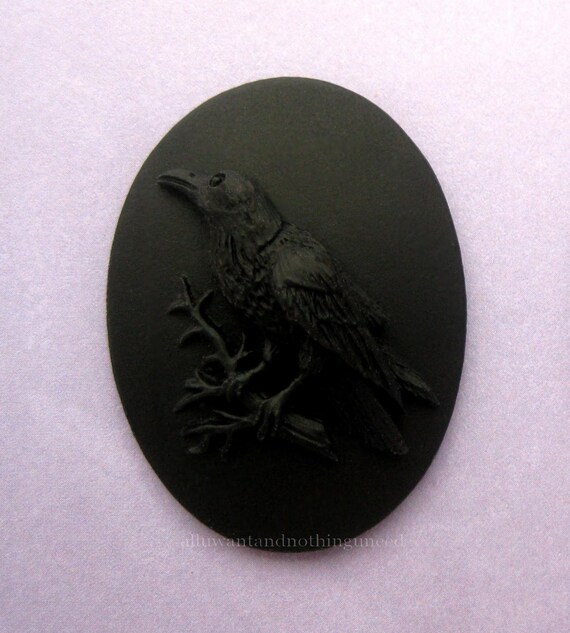 crow 2 X 25mm Vidrio Cabujón de Cráneo Gótico bird