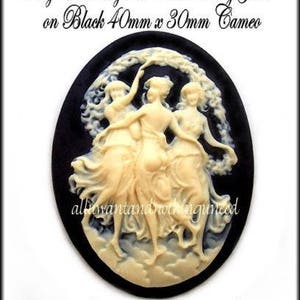 12 Assorted Styles Ivory color on Black 40mm x 30mm Resin CAMEOS LOT B for Making Costume Jewelry image 7