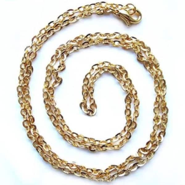 2 Metal GOLDTONE Gold Tone 24 Inch Long Chains Neckchains for Necklaces or Pendants Costume Jewelry for Making Costume Jewelry or Crafts