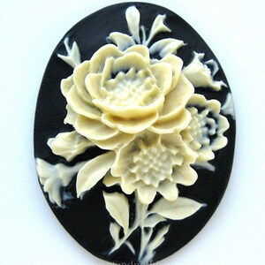 12 Assorted Styles Ivory color on Black 40mm x 30mm Resin CAMEOS LOT B for Making Costume Jewelry image 8